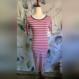 LULAROE | Julia Dress in Pink/Black Stripe sz XS